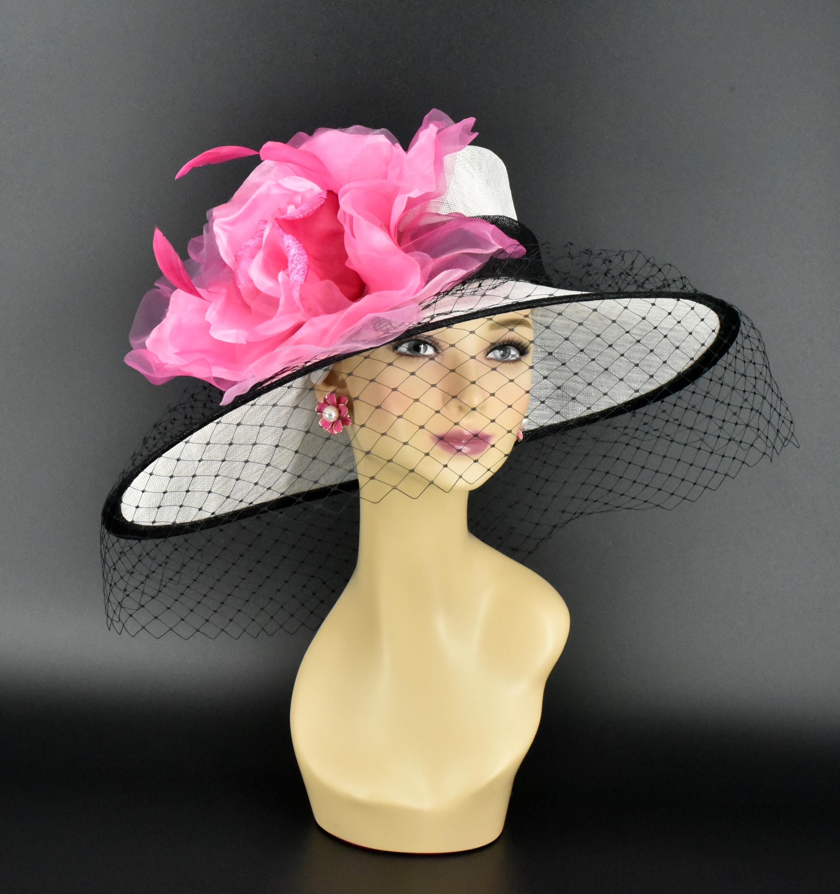 FSNY Sinamay Flower Ribbon Bow Kentucky Derby Wedding Hat - Dressy Cocktail Fascinator