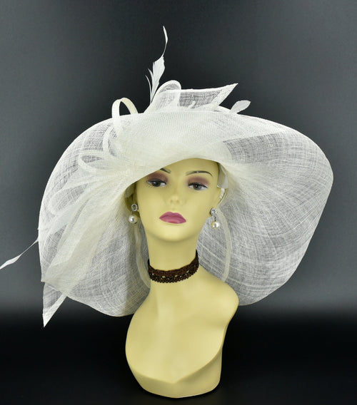 M22019 ( Ivory ) Kentucky Derby hat Church hat Wedding hat  display picture 3
