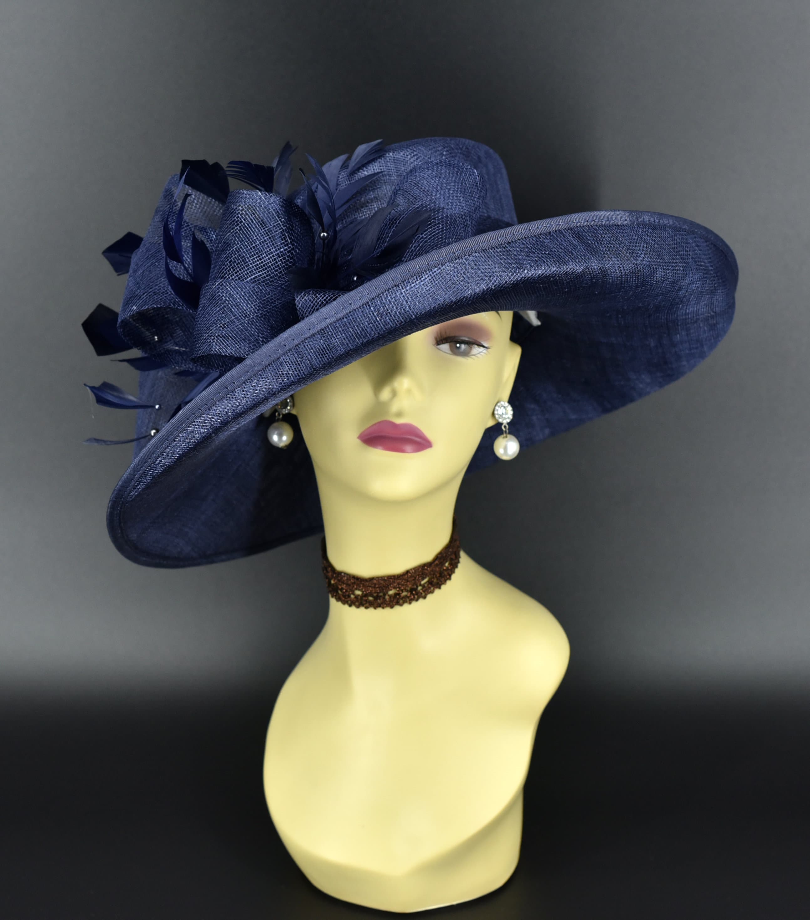 M4002 Navy blue hat Kentucky Derby hat Church hat Wedding hat E