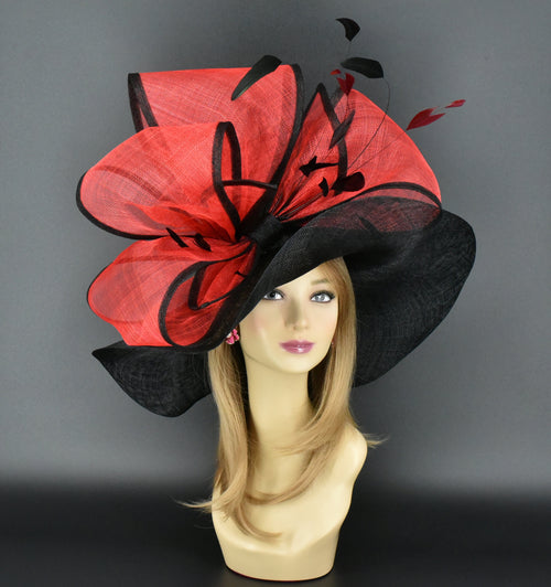 Whittall & Javits Red Wool Felt Hat Black‎ Bow Statement Elegant Derby Church Derby 100% Wool Vintage Hats for Women for sale | eBay main image 2