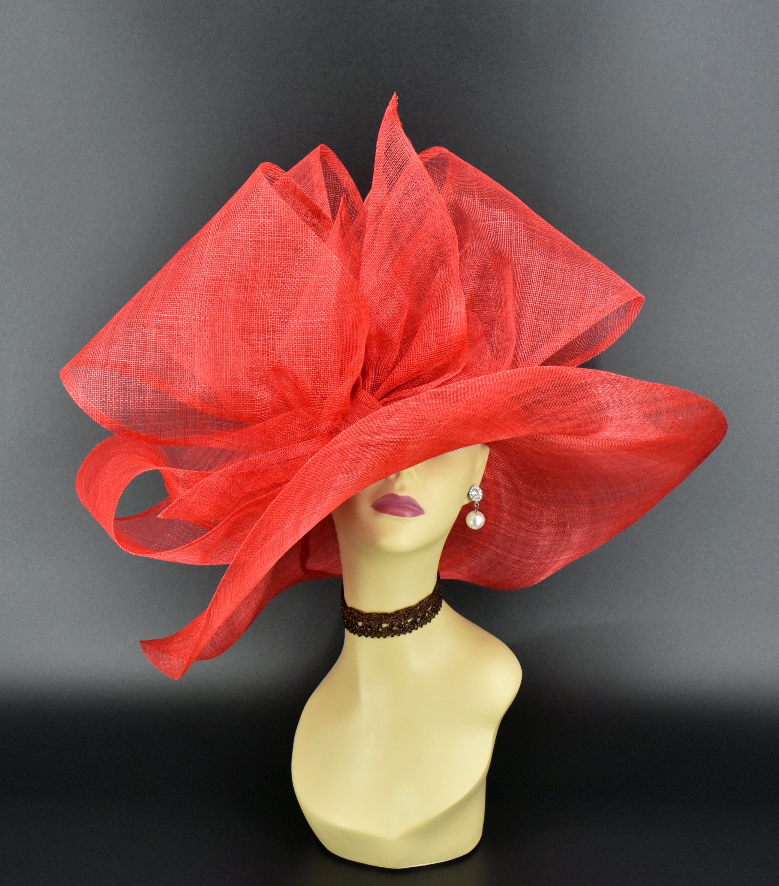 SD28A ( Red Black hat ) Kentucky Derby Hat, Church Hat 