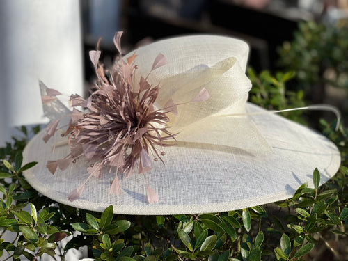 M937( Ivory Taupe hat ) Kentucky Derby hat Wedding hat  display picture 1