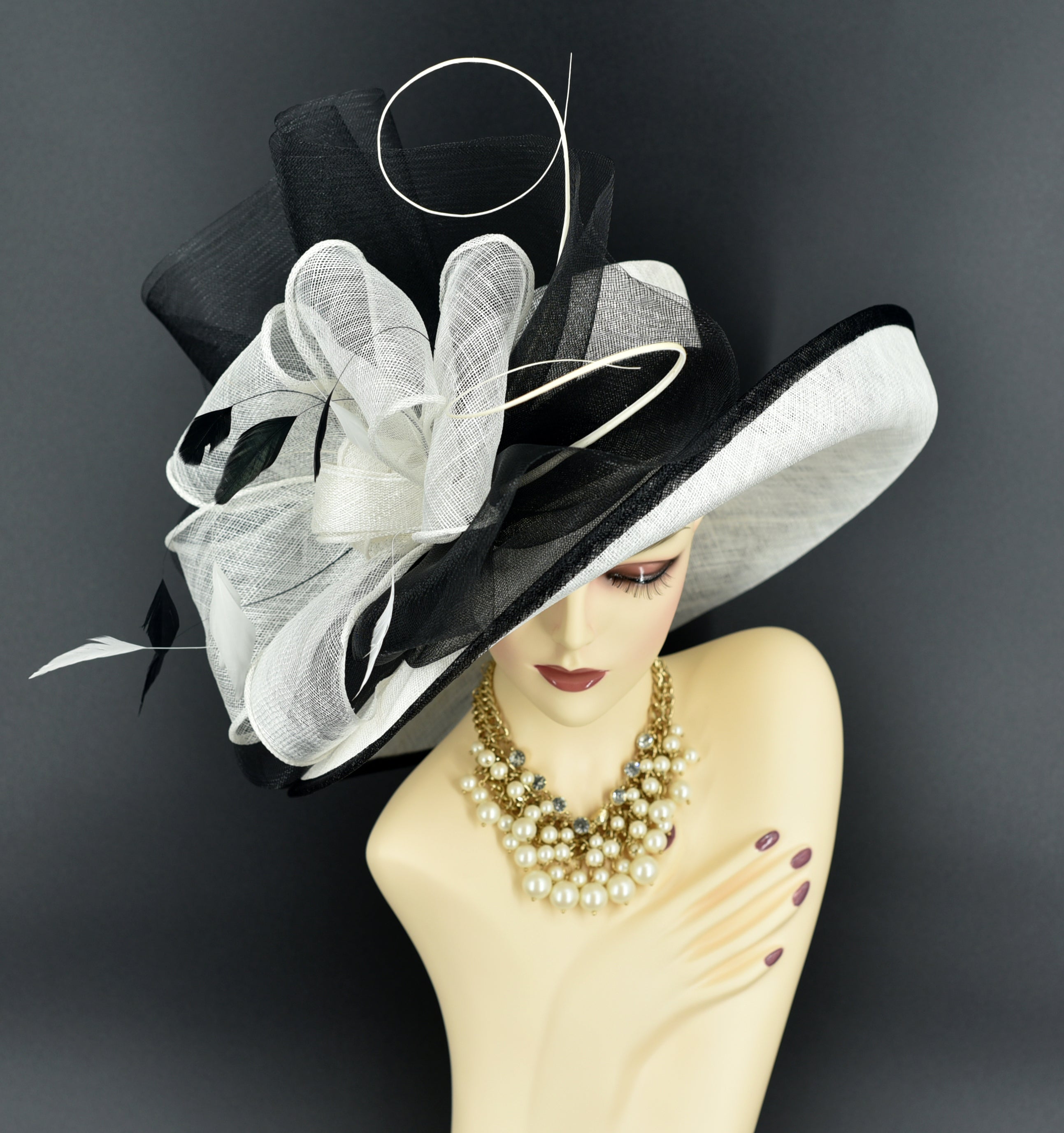 Mother Black And Ivory Wedding Hats M22020( White Black Hat