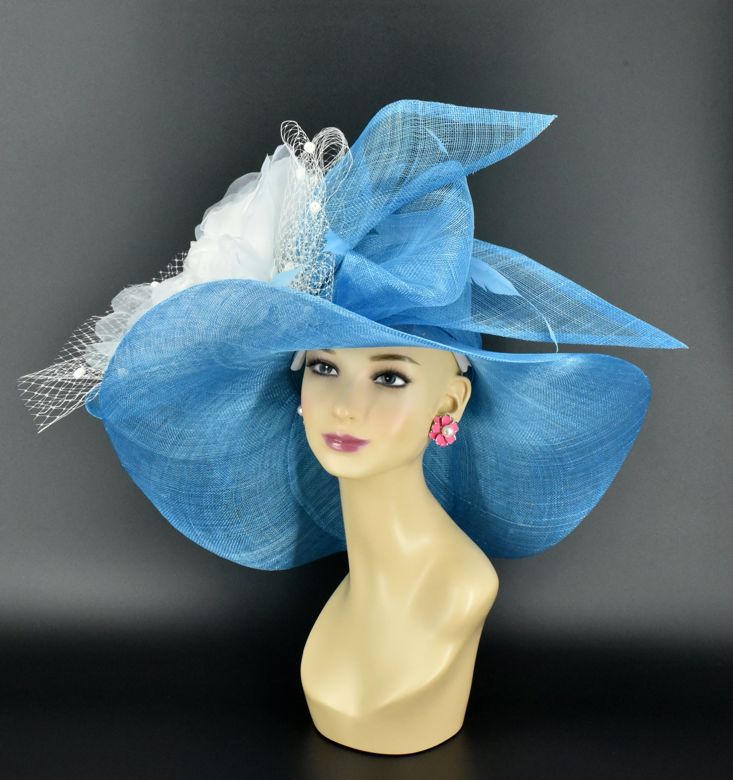 9257 Women Sinamay Fascinators Derby Church Tea Party Wedding Flower Hot Selling Sinamay Feather Fascinators Womens Pillbox  main image 2