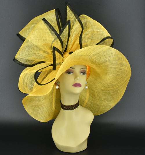 Beloved Millinery Beautiful Yellow Black Kentucky Derby Church Hat Church Derby Hats | Luxury Kentucky Derby & Couture Millinery main image 3
