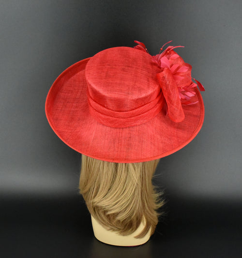 M4003 ( Red hat ) Kentucky Derby hat, Church hat, Wedding  display picture 3