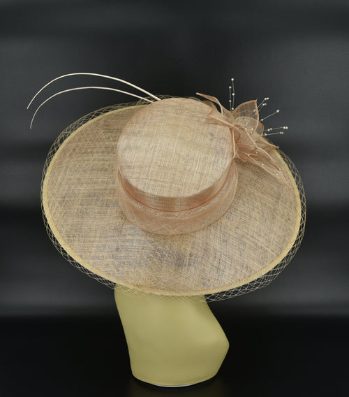 M489( Beige/Tan )Kentucky Derby Hat Church Hat Wedding Hat  display picture 1