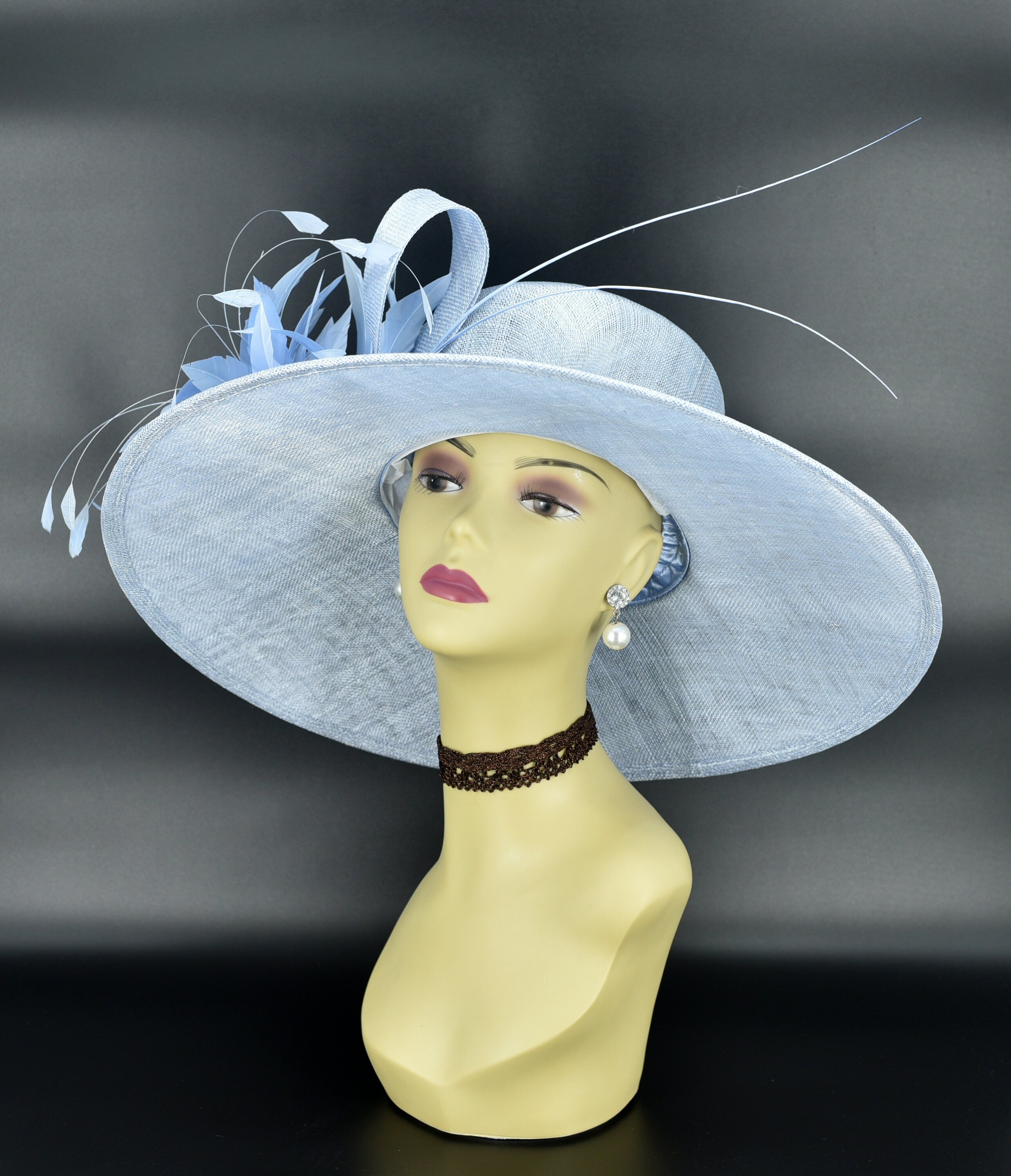 M936( Light Blue hat ) Kentucky Derby hat, Wedding hat, Royal Ascot ha